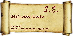 Sárossy Etele névjegykártya